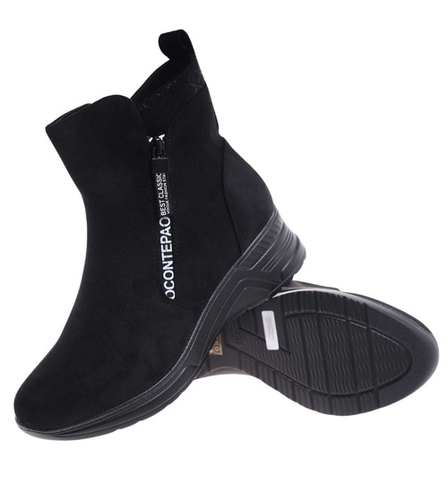 Zimowe sportowe botki damskie czarne /A3-1 18541 W482/