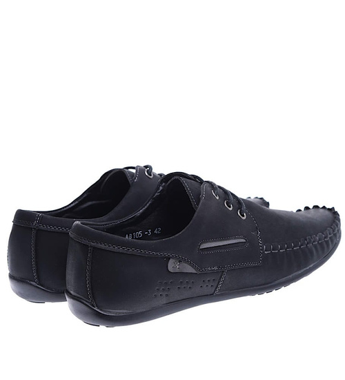 Sznurowane męskie czarne półbuty /A4-3 15732 T380/