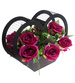 Kompozycja kwiatowa- fioletowe róże w dużym czarnym sercu /Komp110 P424/