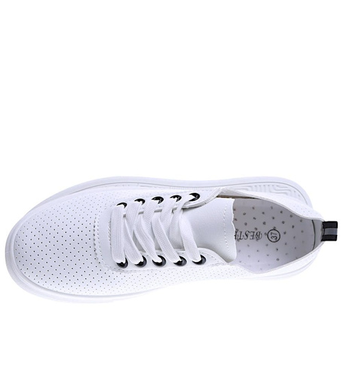 Ażurowe wiązane tenisówki damskie /F3-3 15737 T138/