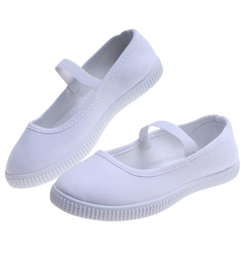 Wsuwane białe dziewczęce tenisówki balerinki czeszki z paseczkiem /C7-2 17481 T125/