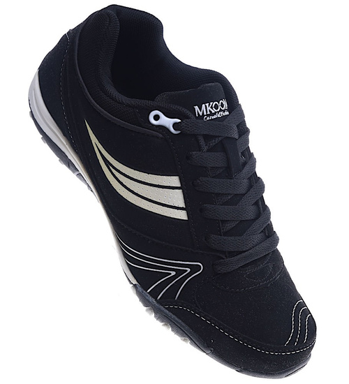 Czarne damskie buty sportowe z zamszu /E8-3 14000 S244/