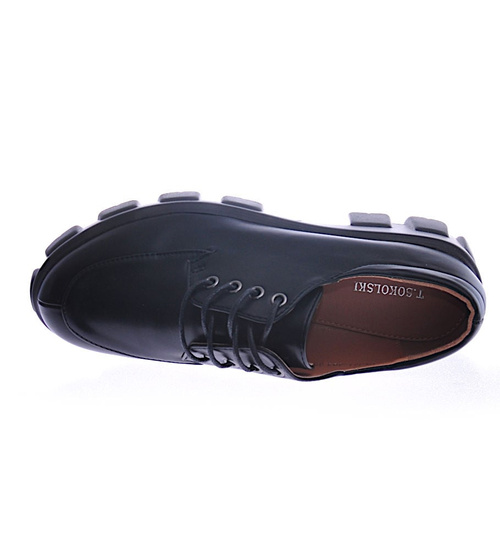 Czarne półbuty mokasyny na platformie /C4-3 12734 T690/