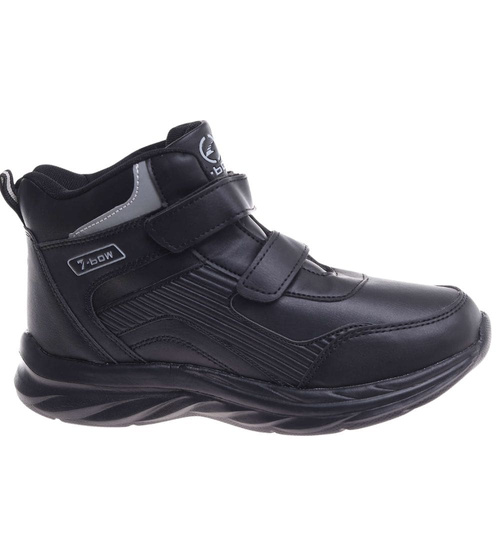 Ocieplane półbuty na rzepy Czarno białe /G5-2 18364 T285/