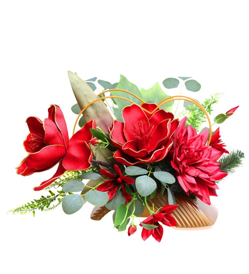 Duży stroik Czerwone kwiaty KOMP131 M700