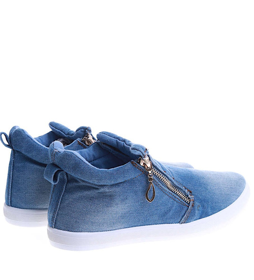 Jeansowe wsuwane trampki niebieskie /F4-3 14816 T293/