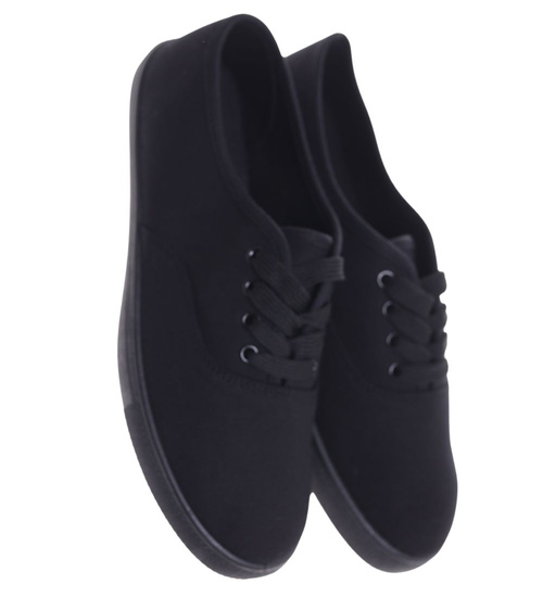 Klasyczne czarne tenisówki damskie ost504