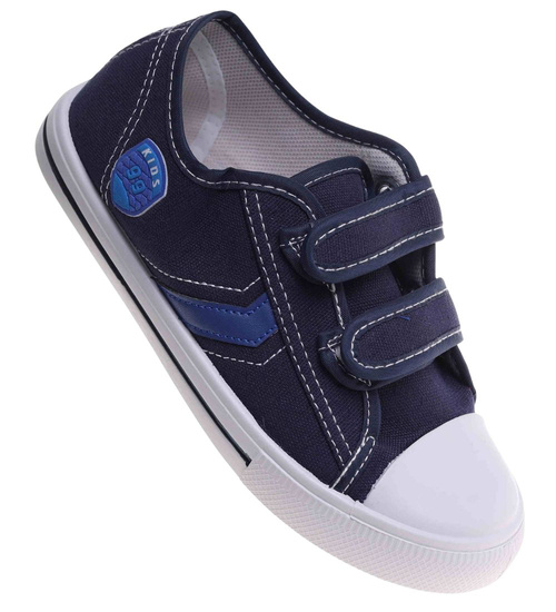 Chłopięce granatowe tenisówki na rzepy /C7-2 18037 T186/