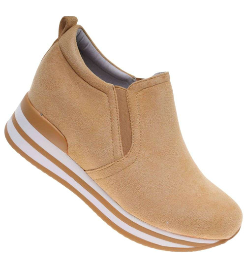 Zamszowe trampki sneakersy na koturnie /D5-3 18661 T10-5/