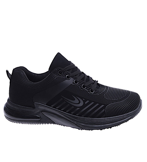 Sznurowane męskie czarne buty sportowe sneakersy /B6-1 14634 S296/