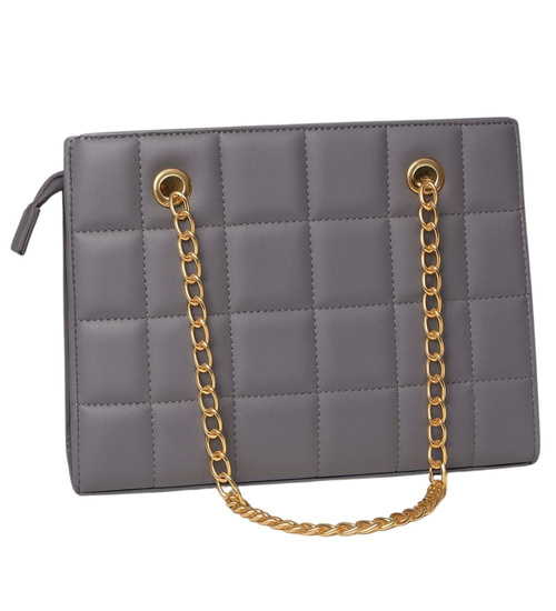 Szara torebka kuferek z łańcuszkiem i paskiem /H2 K1 TB678 G195/