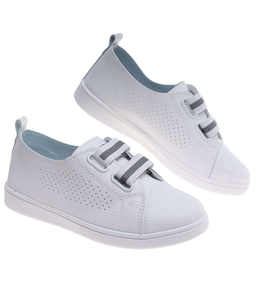 Białe ażurowe tenisówki wsuwane /E7-3 18705 T185/