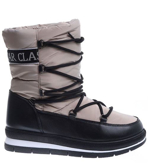 Zimowe kozaki śniegowce Khaki /G6-2 15401 T635/