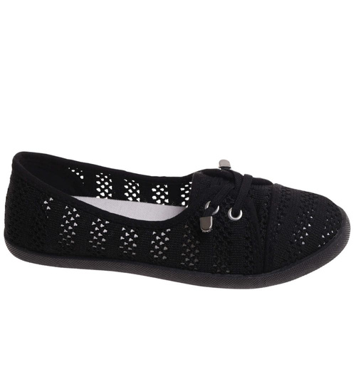 Tenisówki damskie czarne ażurowe /B3-2 17887 T199/