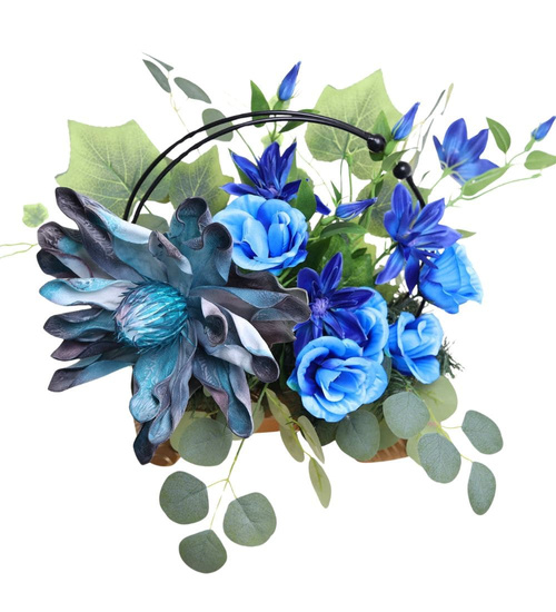 Duży stroik Niebieskie kwiaty KOMP145 M600