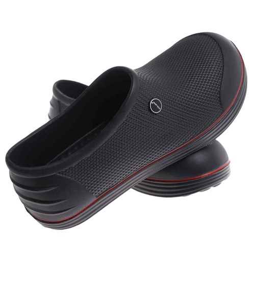 Kalosze damskie piankowe krótkie czarno czerwone /C1-1 17797 T18-45 +h2/