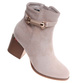 Botki damskie ocieplane na niskim obcasie Beżowe /F2-2 18239 W422/