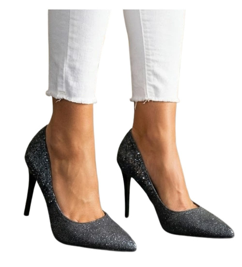 Czarne szpilki czółenka damskie /A10-3 10188 S496/