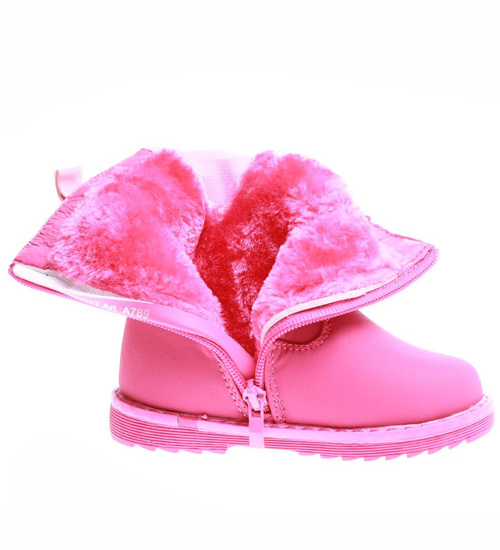 Ocieplane różowe kozaki dziewczęce /B3-2 17142 T198/