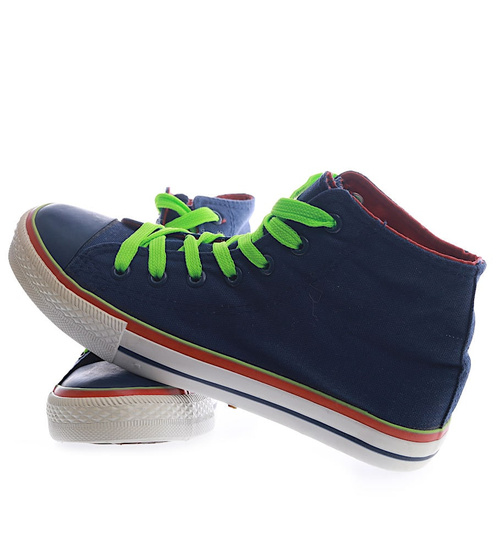 Klasyczne WYSOKIE damskie trampki tenisówki granatowe /A2-3 7822 S100/