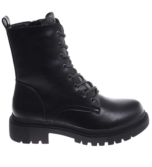 Botki trapery sznurowane z futerkiem /B1-1 18177 T434/