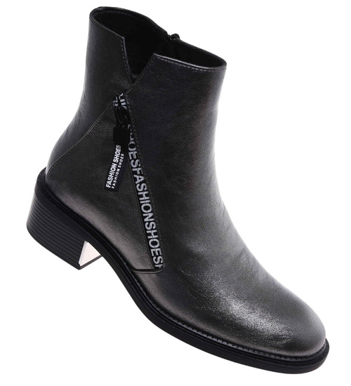 Metaliczne botki z wysoką cholewką /A5-2 18078 T333/