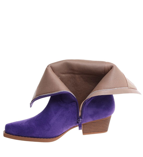 Fioletowe botki damskie kowbojki /D1-3 18422 W287/