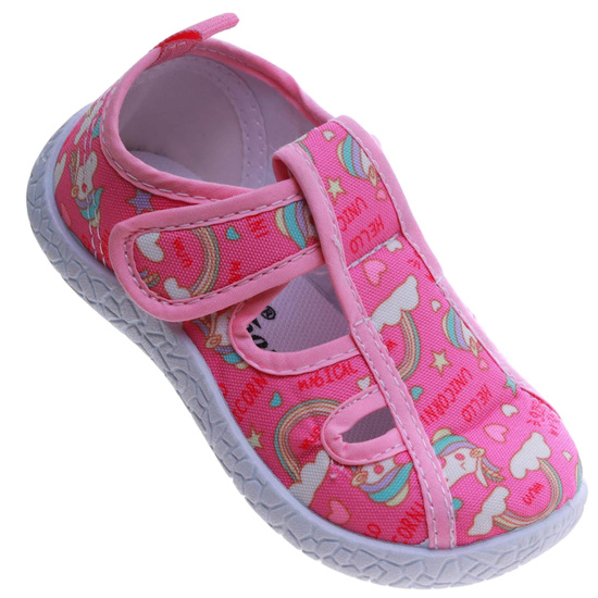 Dziecięce fuksjowe trampki na rzepy /B5-1 17311 T224/