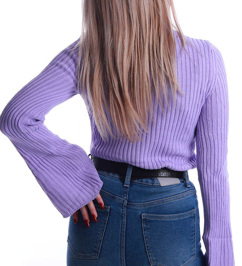 Śliczna jasno fioletowa bluzka z szerokimi rękawami /E2-1 UB449 T?/