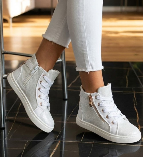 Dziewczęce trampki z wysoką cholewką /G5-3 1509  T110/