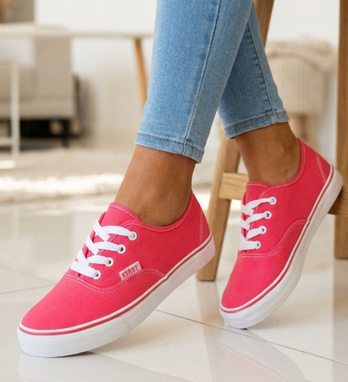 Różowe niskie tenisówki damskie z tkaniny /D5-2 H2 16192 G056/