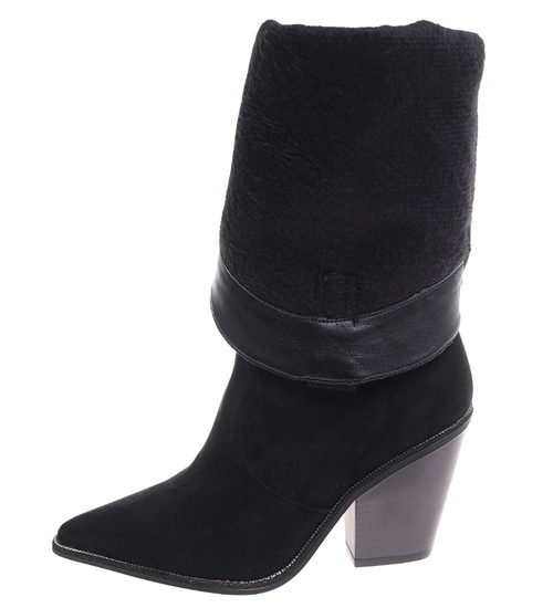 Czarne ocieplane kozaki damskie kowbojki /D8-1 18432 T585/