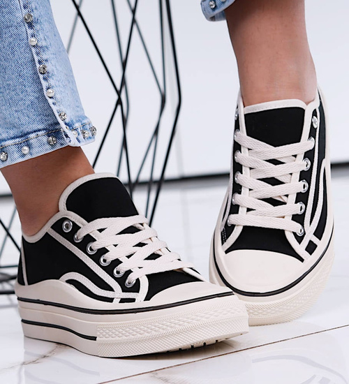 Czarne trampki damskie na platformie /A1-2 13961 S261/