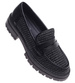 Czarne półbuty loafersy damskie /B6-3 18236 W142/