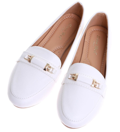 Baleriny lordsy w białym kolorze /B5-2 16161 T243/