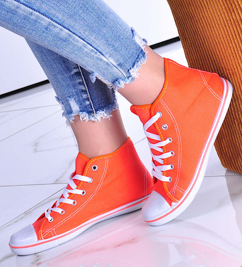 Pomarańczowe trampki damskie /F1-1 7408 S094/