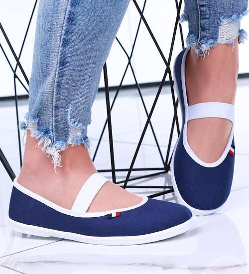 Granatowe wsuwane balerinki tenisówki czeszki /G5-1 17288 T295/