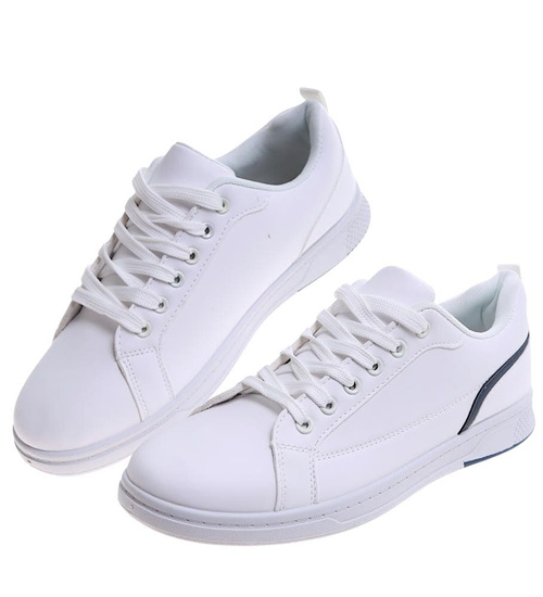 Sznurowane białe trampki męskie /F8-2 16661 T226/