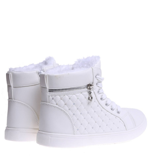 Zimowe białe trampki z wiązaniami /A9-3 15236 T592/