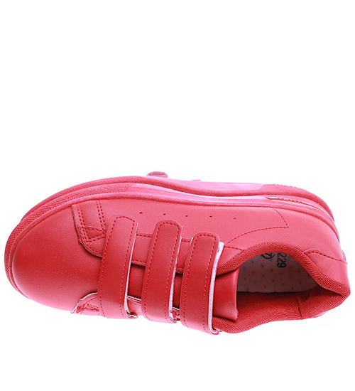 Czerwone damskie trampki na rzepy /E8-3 15712 T138/