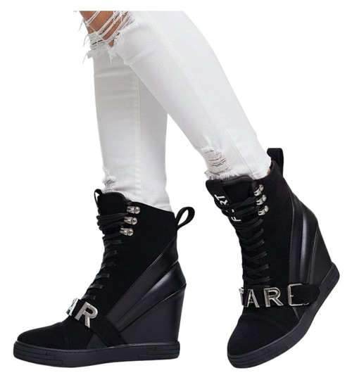 Damskie trampki sneakersy na koturnie Seastar /D8-2 14987 T937/