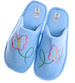 Pluszowe niebieskie kapcie damskie z haftem /C6-1 15948 S4-5/
