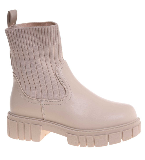 Zimowe wsuwane botki dziewczęce Beżowe /C5-3 18588 T189