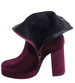 Welurowe botki damskie na platformie Wine /J6-3 H2 18393 G284/
