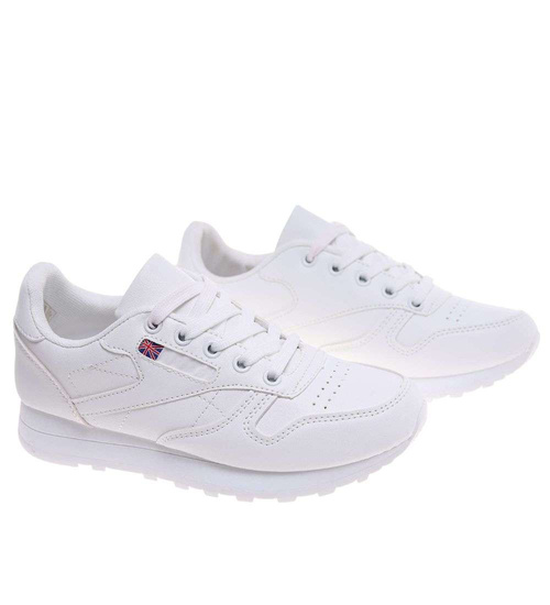 Białe sneakersy damskie sznurowane buty sportowe /C6-1 18670 T255/