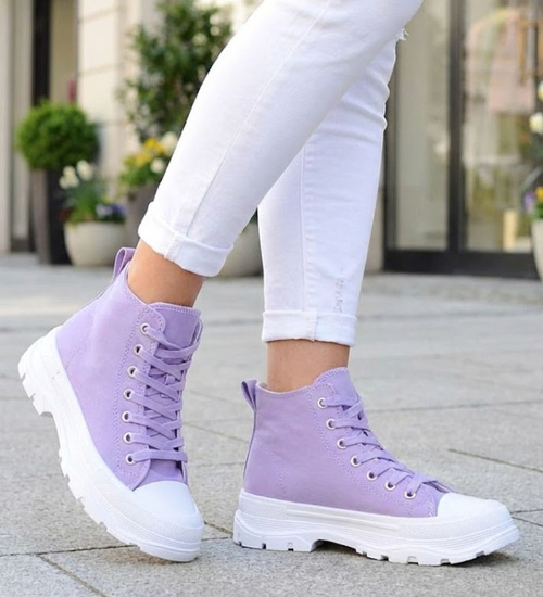 Wysokie trampki na grubym spodzie Liliowe /G12-2 12584 T294/