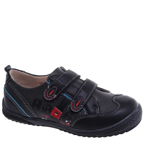 Chłopięce półbuty na rzepy Czarne /G7-2 18127 T282/
