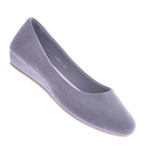 Damskie szare balerinki na niskim koturnie /D2-2 12558 T218/