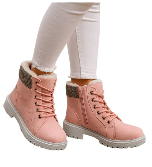 Zimowe różowe dziewczęce trapery z futerkiem /G9-2 17127 T295/