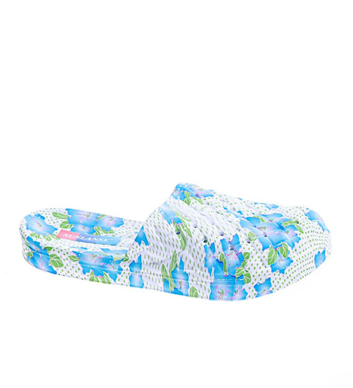 Niebiesko białe damskie klapki na basen /F5-1 14164 S009/
